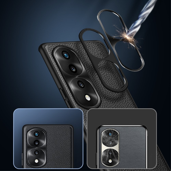 Kožené puzdro pre Honor 70 5G, leather hybrid, čierne