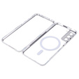 Magnetické puzdro Dual Glass MagSafe pre Samsung Galaxy S21+ Plus, strieborné
