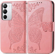 Klapkové puzdro pre Realme C71, Butterfly, ružové rose gold