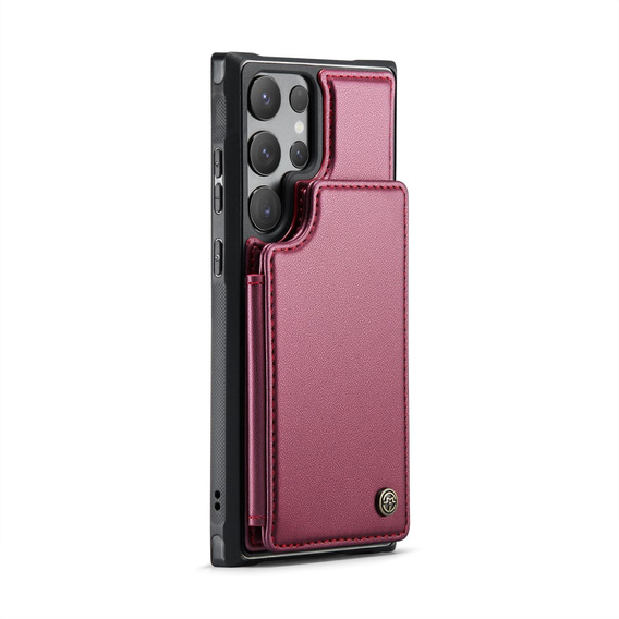 CASEME flipové puzdro pre Samsung Galaxy S25 Ultra, Litchi Wallet, červené