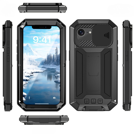 Obrnené puzdro pre iPhone 16E, R-JUST, čierne