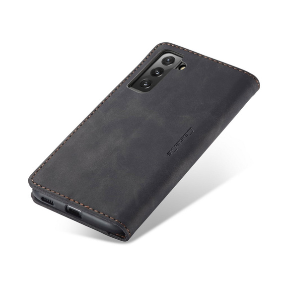 CASEME puzdro pre Samsung Galaxy S22+ Plus 5G, Leather Wallet Case, čierne