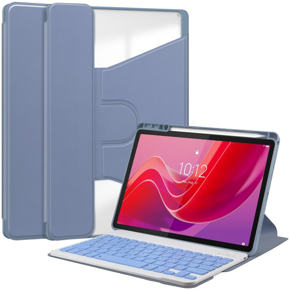 Puzdro s klávesnicou pre Lenovo Tab M11, Rotary 360° Leather, fialové