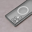 Magnetické puzdro Dual Glass MagSafe pre Samsung Galaxy S22 Ultra, strieborné