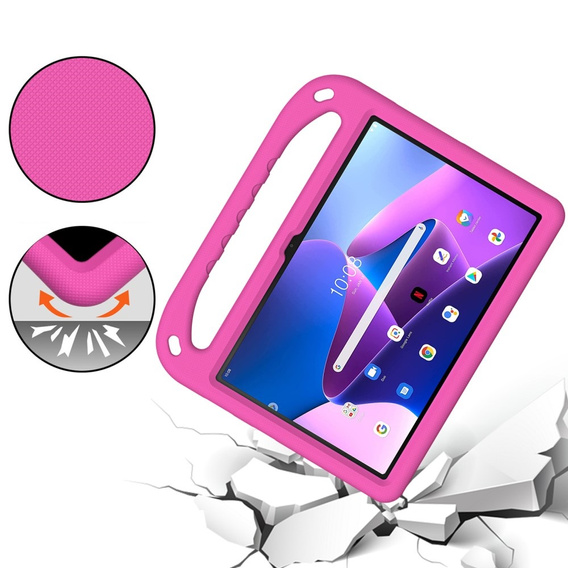 Detské puzdro pre Lenovo Tab M10 10.1 Gen 3, detské puzdro s rukoväťou, ružové
