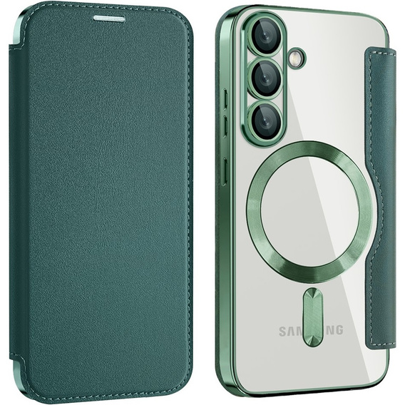 Klapkové puzdro pre Samsung Galaxy S25, RFID Wallet MagSafe CamShield, zelený