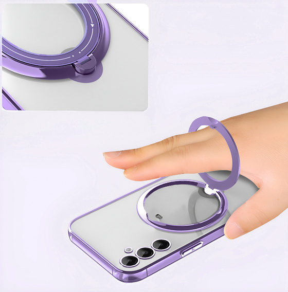 Magnetické puzdro pre Samsung Galaxy A56, pre MagSafe, fialové + sklo 9H