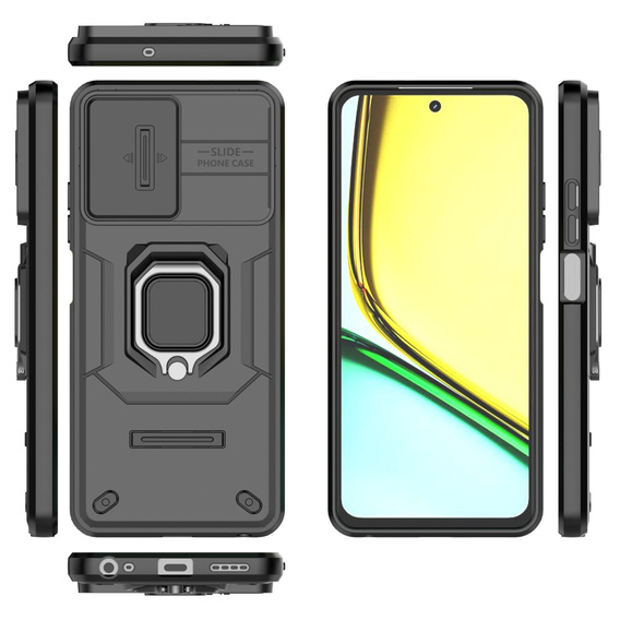 Puzdro pre Realme C67 4G, KickStand Camera Lens, čierne