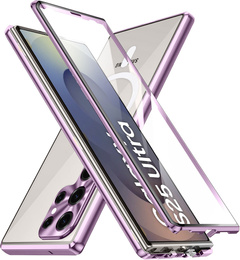 Magnetické puzdro Dual Glass MagSafe pre Samsung Galaxy S25 Ultra, fialové