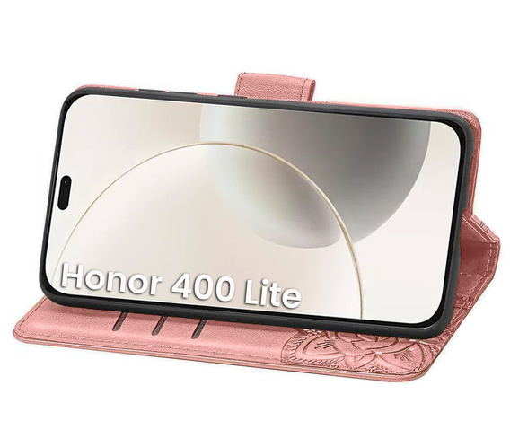 Klapkové puzdro pre Honor 400 Lite, Butterfly, ružové rose gold