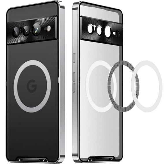 Ochranné puzdro na fotoaparát pre Google Pixel 8 Pro, CamShield MagSafe, priehľadný / strieborný