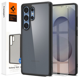 Puzdro Spigen pre Samsung Galaxy S25 Ultra, Ultra Hybrid, čierna / matná + tvrdené sklo 9H
