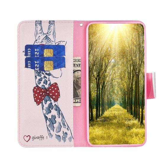 Klapkové puzdro pre Motorola Edge 40 Neo, Wallet, giraffe, ružové