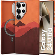 Puzdro pre Samsung Galaxy S24 Ultra, Carbon Fiber MagSafe, oranžové