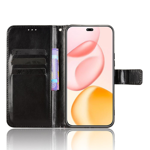 Klapkové puzdro pre Honor 400 Pro 5G, Crazy Horse Wallet, čierne