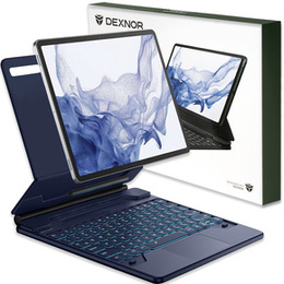 Puzdro s klávesnicou pre Samsung Galaxy Tab S10+/ S9+/ S8+/ S7+/ S7 FE, Dexnor Magnetic Keyboard Touchpad, modré