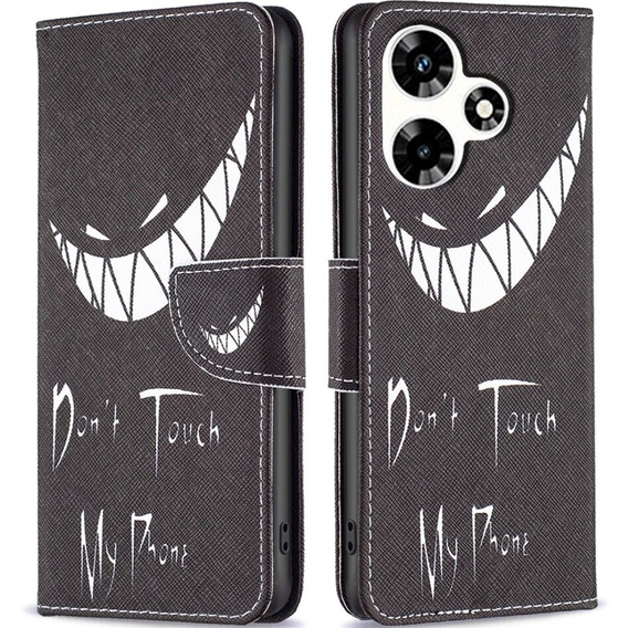 Klapkové puzdro pre Infinix Hot 30, Wallet, Don't Touch My Phone, čierne