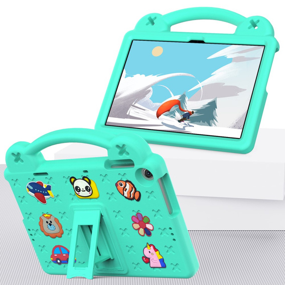 Detské puzdro pre Lenovo Tab M10 10.1 Gen 3 TB-328FU/TB-328XU, Cute Patterns, so stojanom, zelený