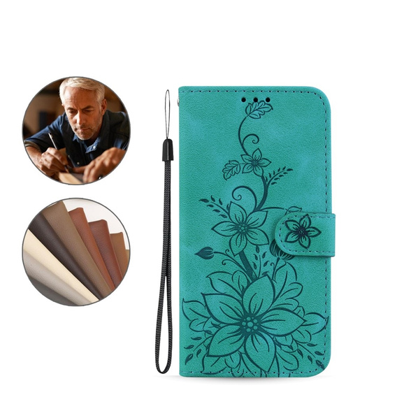 Klapkové puzdro pre Oppo A60, Lily Flower, zelený