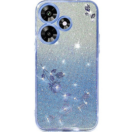 Puzdro pre Infinix Hot 30i, Glitter Flower, modré