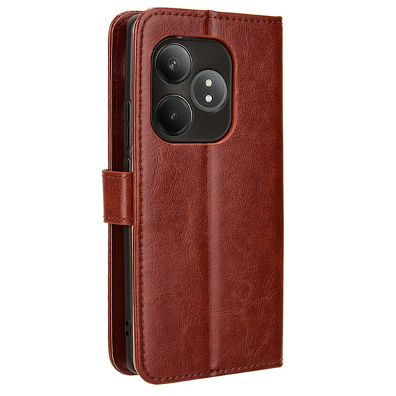 Klapkové puzdro pre Realme GT 6 / 6T, Crazy Horse Wallet, hnedé