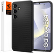 Puzdro Spigen pre Samsung Galaxy S24, Liquid Air, čierne + tvrdené sklo 9H