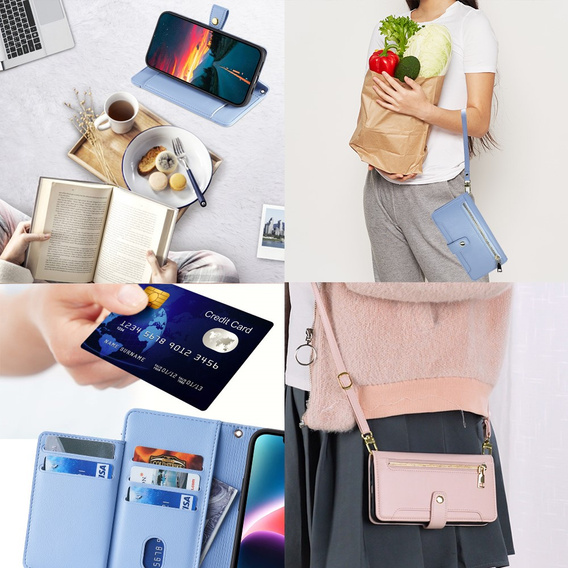 Klapkové puzdro pre Infinix Note 40 Pro, Wallet Zipper Pocket, modré