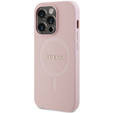 GUESS Obal na mobil pre iPhone 14 Pro, Saffiano MagSafe, ružové