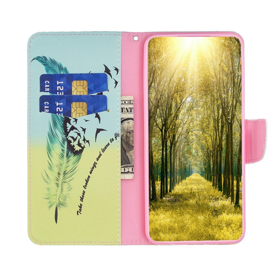 Klapkové puzdro pre Realme C55, Wallet, feather, modré