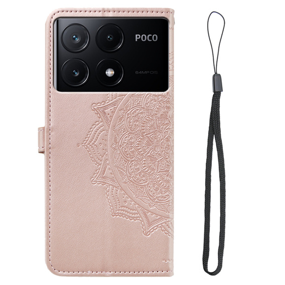 Klapkové puzdro pre Xiaomi Poco X6 Pro 5G, Mandala, ružové rose gold
