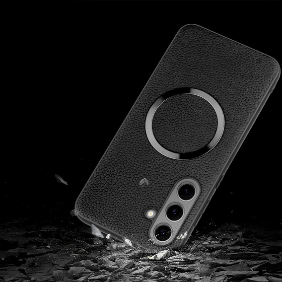 Obal na mobil pre Samsung Galaxy S24 FE, Leather Hybrid MagSafe, čierne