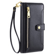 Klapkové puzdro pre Samsung Galaxy A16, Wallet Zipper Pocket, čierne