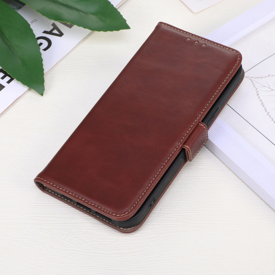 Klapkové puzdro pre T Phone 3 5G, Crazy Horse Wallet, hnedé