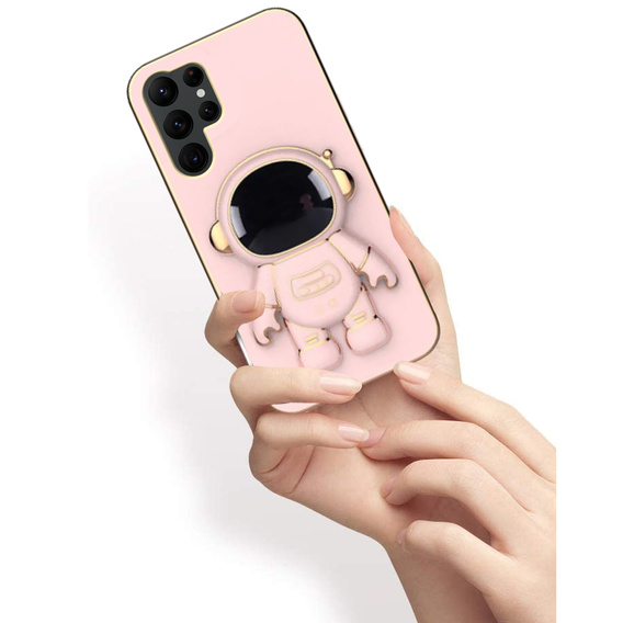 Obal na mobil pre Samsung Galaxy S22 Ultra, Astronaut, ružové rose gold