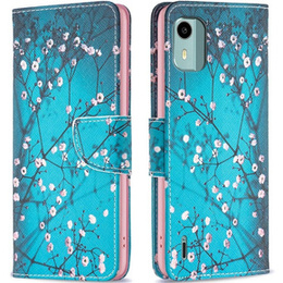 Klapkové puzdro pre Nokia C12 4G, Wallet, Sakura, modré
