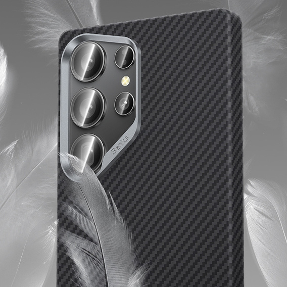 Puzdro BENKS Kevlar pre Samsung Galaxy S25 Ultra, pre MagSafe, Carbon Fiber, čierne