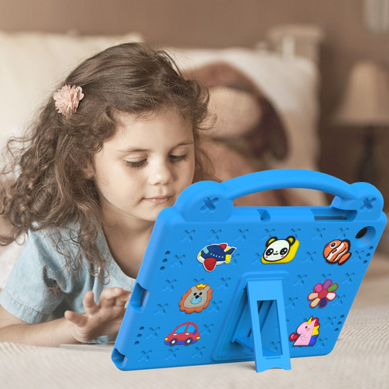 Detské puzdro pre Samsung Galaxy Tab A9+, Cute Patterns, so stojanom, modré
