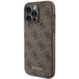 GUESS Obal na mobil pre iPhone 15 Pro Max, 4G Metal Gold Logo, hnedé
