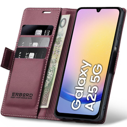 Puzdro pre Samsung Galaxy A25 5G, ERBORD Glossy Litchi, flipová peňaženka, červené