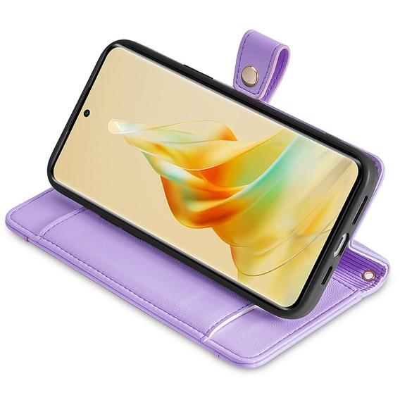 Klapkové puzdro pre Oppo Reno8 T 4G, Wallet Zipper Pocket, fialové