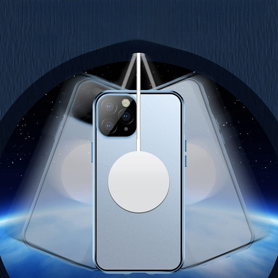 Magnetické puzdro Dual Glass MagSafe pre iPhone 13 Pro, modré