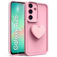 Puzdro pre Samsung Galaxy A26, Silicone Heart, ružové + tvrdené sklo 9H