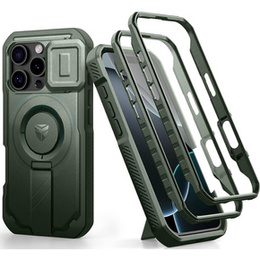 Obrnené puzdro pre iPhone 16 Pro, Dexnor CamProtect MagSafe, zelený (dva rámčeky)