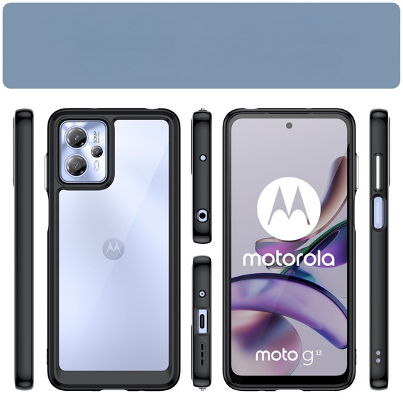 Obal na mobil pre Motorola Moto G13 / G23, Fusion Hybrid, transparentné / čierne