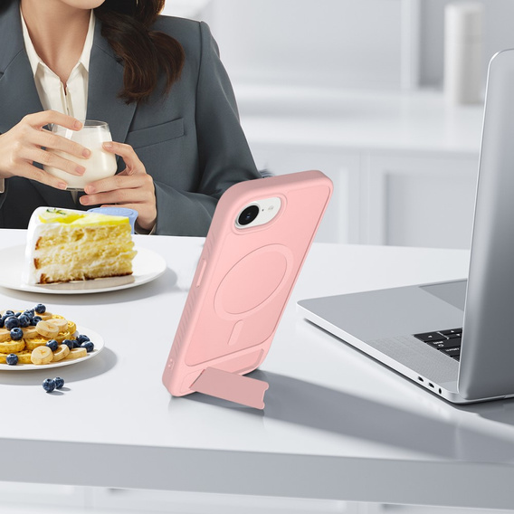 Puzdro pre iPhone 16E, Kickstand Matt Case, pre MagSafe, ružové