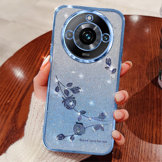 Puzdro pre Realme 11 Pro 5G / Pro+ 5G, Glitter Flower, modré