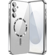 Puzdro pre Samsung Galaxy S25+ Plus, Electro MagSafe, strieborné + sklo na displej