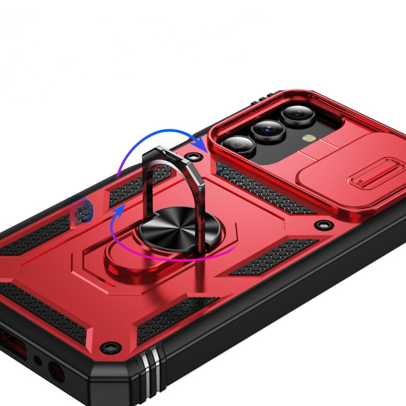 Obal na mobil pre Samsung Galaxy S24+ Plus, CamShield Slide, červené / čierne