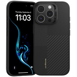 Puzdro BENKS Kevlar pre iPhone 16 Pro, pre MagSafe, Carbon Fiber, čierne