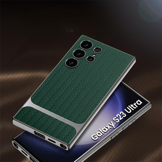 Puzdro pre Samsung Galaxy S23 Ultra, GKK Woven Leather, zelený